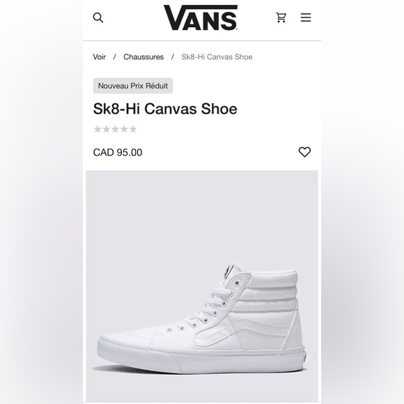 Vans Sk8-Hi, True White, Size 6 men/7.5 women - Picture 6 of 6